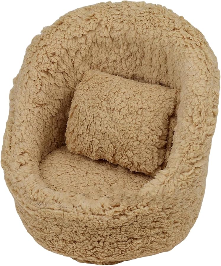 Brown Newborn Photography Props Plush Sofa Chair Infant Photo Backdrop Accessories - Image 1